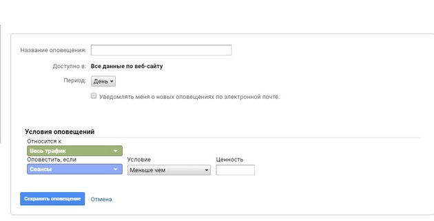 Google.Analytics - Добавить оповещение