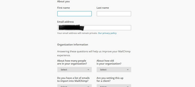 MailChimp - Регистрация