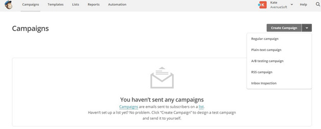 MailChimp - Создание кампании